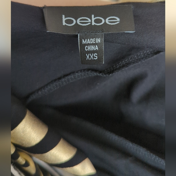 Bebe gold black metallic bodycon dress club party sexy tight mini XXS - Picture 4 of 5